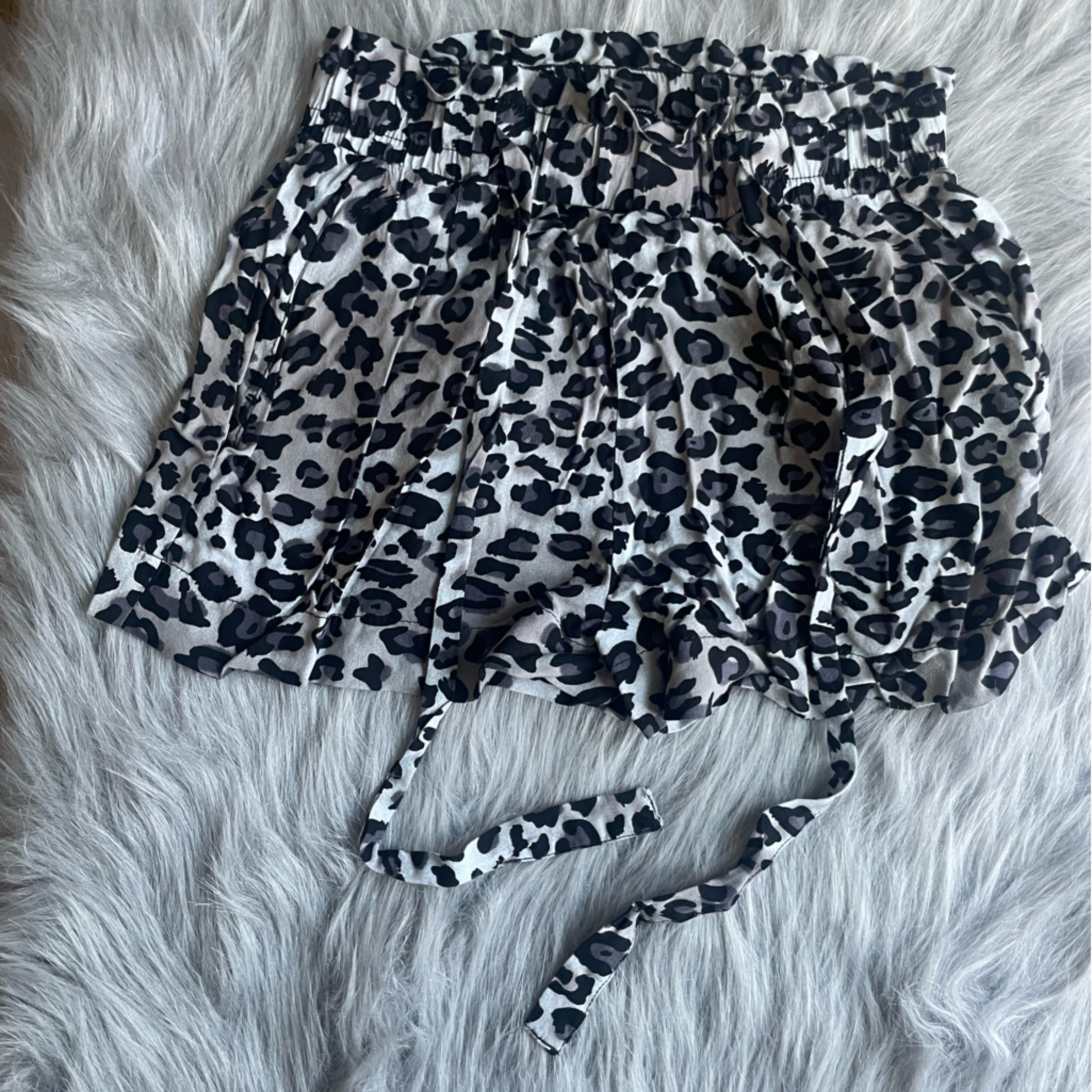Ambiance Apparel Leopard Print Paper Bag Shorts